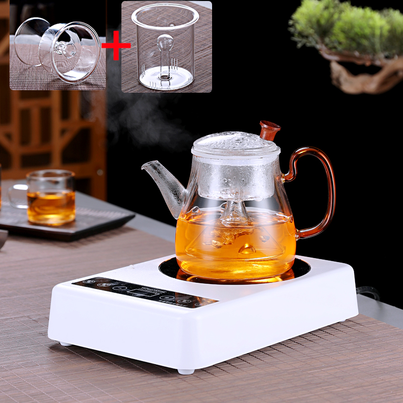 Steam Teapot Boiled Tea FULL GLASS MINI TRUMPET STEAM SPRAY STYLE DUAL-USE BLACK TEA BUBBLE WHITE TEA DOUBLE LINER POT