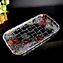 Extra large creative plate crystal glass rectangular flat plate Tea Cup tray sushi dessert plate fruit salad plate