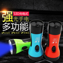 Purple light money detector flashlight LED small flashlight Strong light rechargeable portable household mini with detection lamp