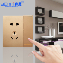 Wall switch socket 86 concealed champagne gold household Big Board one open hole power panel computer cheap