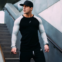Muscle kid quick-drying fitness suit tights mens round neck T-shirt training base shirt moisture wicking running long sleeves T
