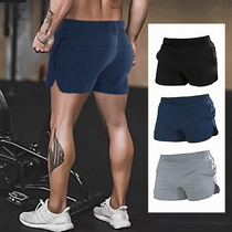 Muscle kid fitness squat shorts mens stretch thin three-point pants quick-dry tights running sports five-point pants