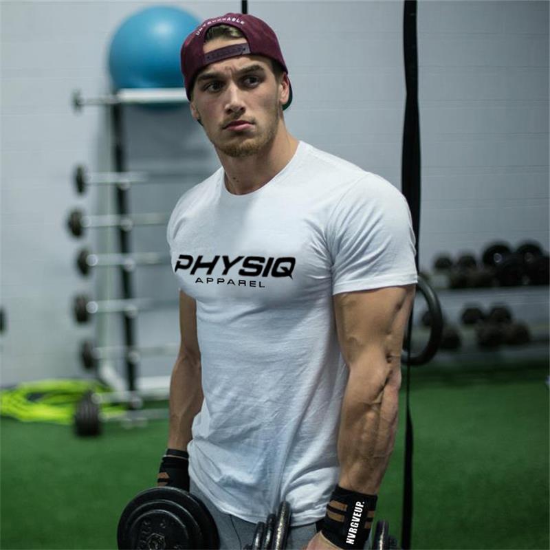 Muscle Shark Brothers Gym Training Trend Short-sleeved men T-shirts running sweating elastic cotton