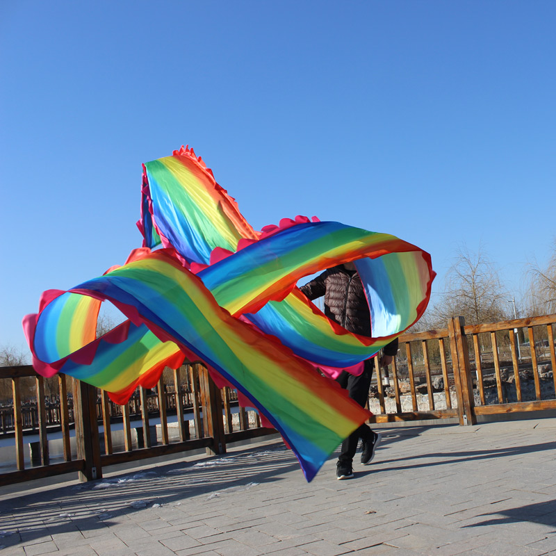 Rainbow Silk Ribbon Dance Silk Fitness Colorful Ribbon with a Ribbon Bar of the Ribbon Ribbon of the Ribbon Seven Colorful Lace Long Silk-Lace Silk
