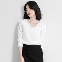 Free Breathing 2021 autumn and winter womens fashion casual Joker comfortable top with small shirt long sleeve V collar female