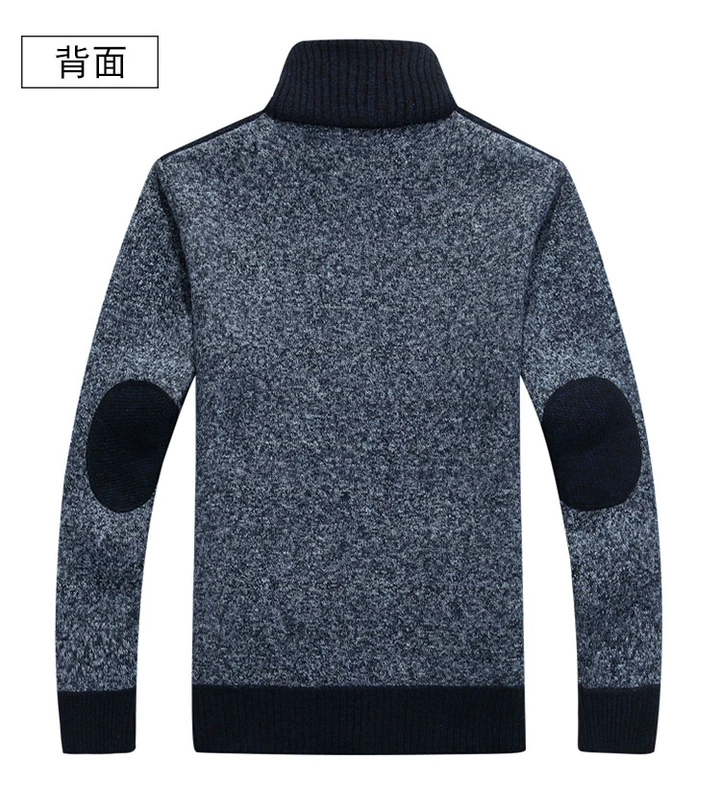 Áo len nam mùa xuân khóa kéo áo len đứng cổ áo khoác dày cộng với người đàn ông nhung lỏng áo len giản dị