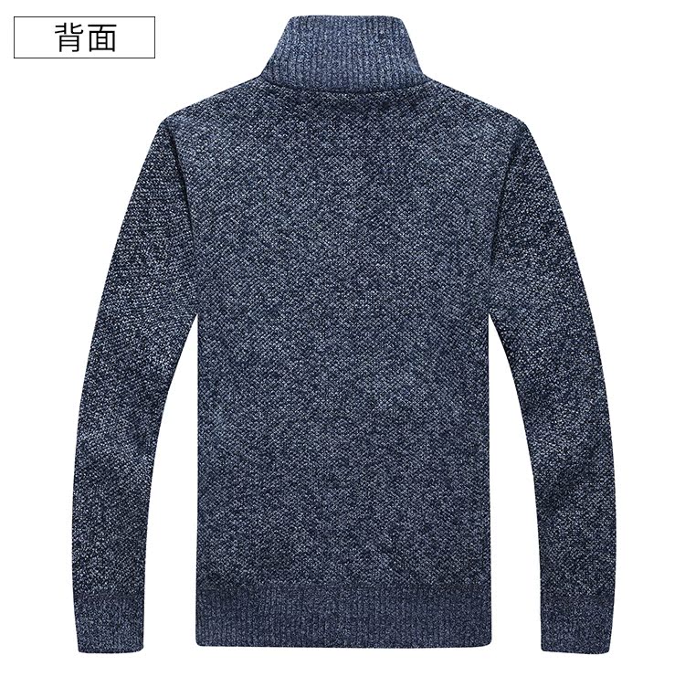 Mùa thu đông nam mới đan áo len cộng với nhung dày dây kéo đứng cổ áo giản dị áo len ấm áp áo len áo len nam