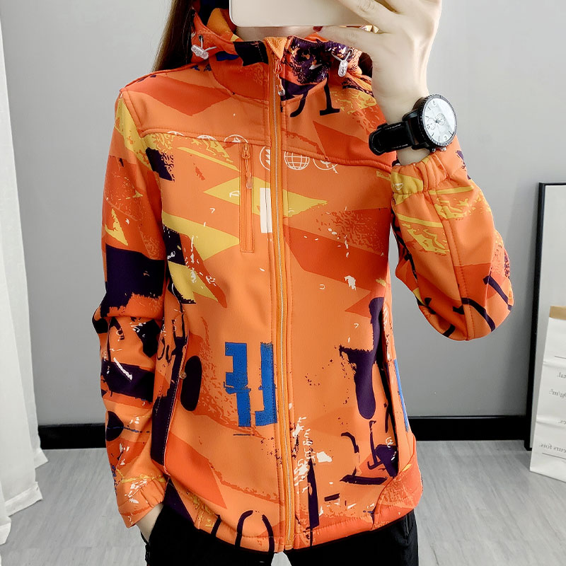 Submachine clothes woman 2022 spring and autumn soft shell grabbing suede windproof waterproof outdoor sports hiking mountaineering camouflated to man-Taobao