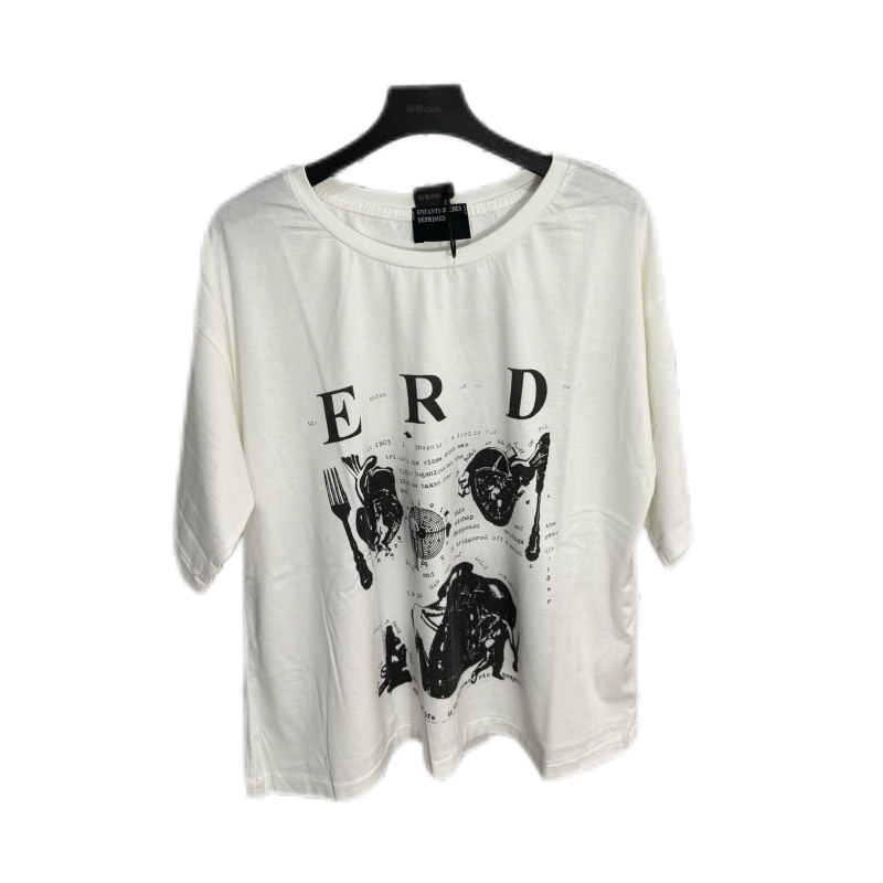 Non-Erd25Ss Melancholic Rich Second-Generation "War Character" Washed Print Drop-Shoulder Pure Cotton Crew Neck Short-Sleeve T-Shirt