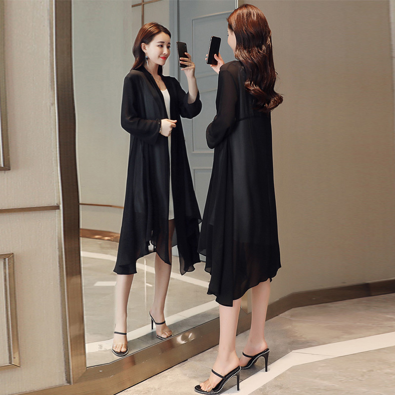 Air Conditioning Shawl for Women, Long Style, 2026 New Summer Korean Version, Versatile Chiffon Shawl, Super Fairy-Like Outerwear Cardigan
