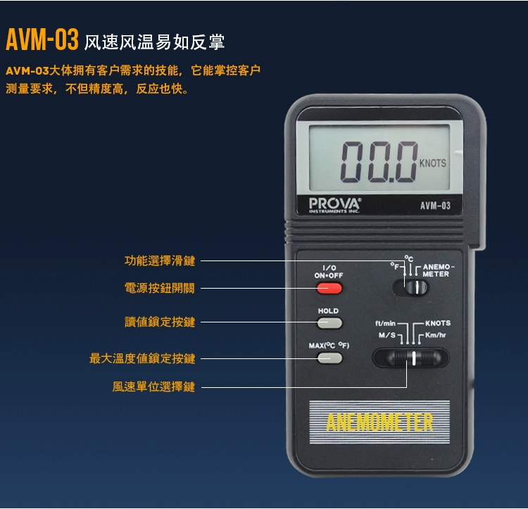 Đài Loan Taishi AVM01 cánh quạt máy đo gió có độ chính xác cao máy đo gió cầm tay đo gió đo thể tích không khí AVM05