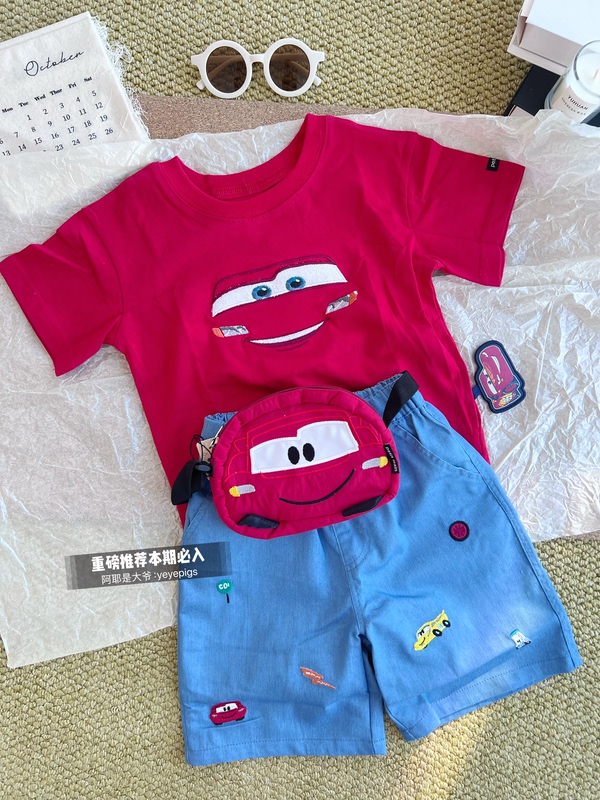 Japanese D Brand M95 Racing Mcqueen Card Set Co-Branded Series Embroidered Set Short-Sleeve T-Shirt Shorts Crossbody Bag Waist Bag Japanese D Brand M95 Racing Mcqueen Card Set Co-Branded Series Embroidered Set Short-Sleeve T-Shirt Shorts Crossbody Bag Waist Bag