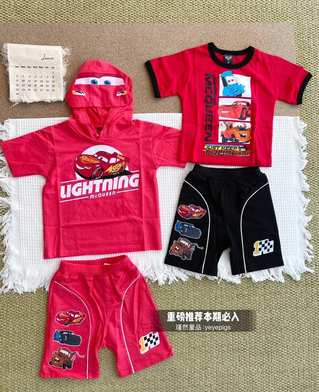 Dayd Lightning Mcqueen Summer New Collection Hooded Short Sleeve T-Shirt and Shorts Set for Boys and Girls Dayd Lightning Mcqueen Summer New Collection Hooded Short Sleeve T-Shirt and Shorts Set for Boys and Girls