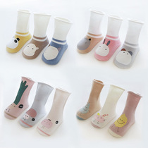 Autumn and winter baby socks cartoon printing glue cotton 0 newborn 1 baby 2 high tube children loose socks 3 years old