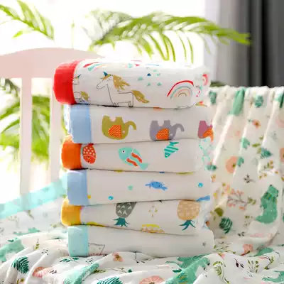 Baby bath towel cotton gauze super soft absorbent bath newborn infants and children spring six-layer baby cartoon newborn