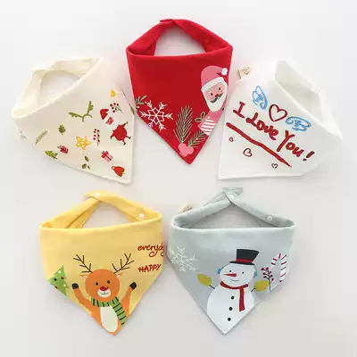 Baby triangle towel saliva towel pure cotton baby bib double-layer snap newborn children's headscarf bib five packs