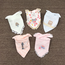 Baby triangle saliva towel baby bib double cotton snap lace scarf spring and autumn winter bib