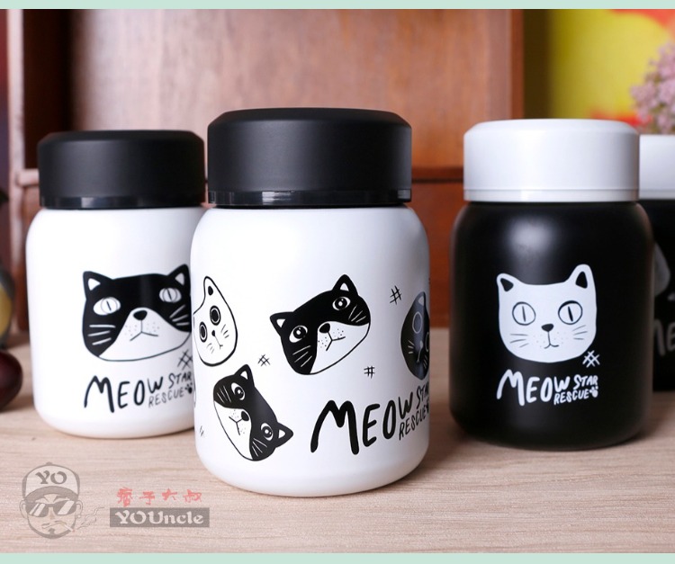 Phim hoạt hình dễ thương mèo đen trắng cặp đôi mờ một cặp nam nữ sinh viên thời trang cá tính cốc nước đơn giản bình giữ nhiệt cao cấp