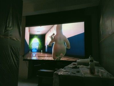 Taiwan black grate electric pull line resistant light screen remote control household 4K black grate soft screen 92 100 110 120 inches