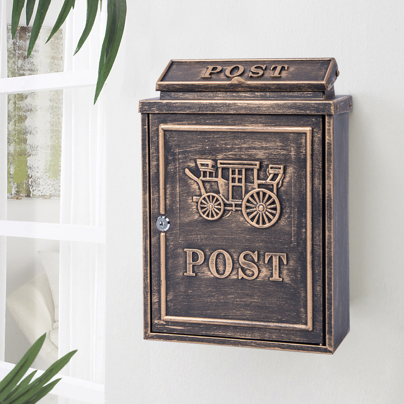 Villa mailbox outdoor community mailbox hanging wall with lock mailbox large suggestion box creative European retro letter box