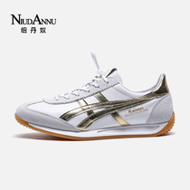 2021 spring new Korean version trendy sneakers soft bottom genuine leather Agan shoes casual little white shoes board shoes mens wave shoes