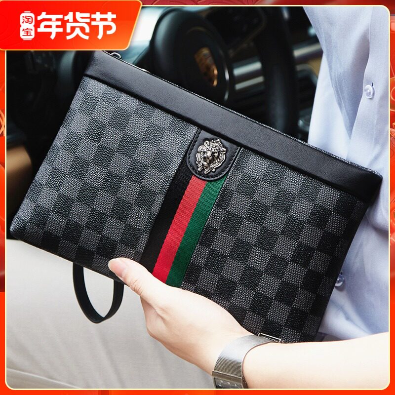 Fashion men's handbag large capacity texture men's bag hand wallet business leisure leather envelope clip tide