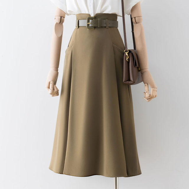 Mid-length skirt women's summer small 2022 new fashion trend women's high waist umbrella skirt design is small