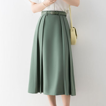 Mid-length A-line skirt women's summer 2022 new high-waisted thin all-match high-end pleated skirt small