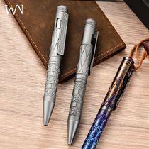 Titanium alloy tactical pen metal outdoor portable office business office mens self-defense push-button gel pen