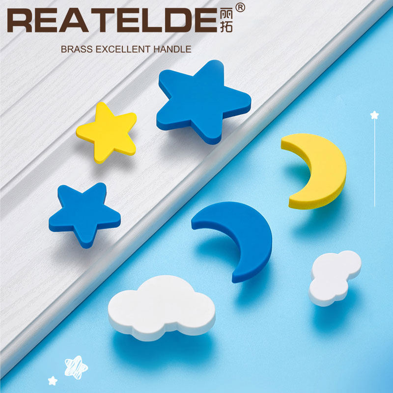Rito Children's Room Handle Cute Cartoon Handle Star Moon Cabinet Handle Cabinet Draw Draw Single Hole Hand