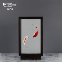 Intangible cultural heritage Shu embroidery Tai Chi koi ornaments handmade double-sided embroidery home decoration Chinese style high-end gifts for teachers