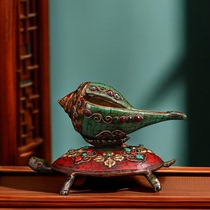 Pure copper Nepal handmade inlaid jewel painted sketching gold mulch back sea snail home Xuanguan Decorative Gift Hem
