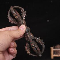 Collection of antiques and antiques collected in the countryside pure copper old copper tire 4-strand vajra pestle tantric Tibetan vajra pout instrument ornaments