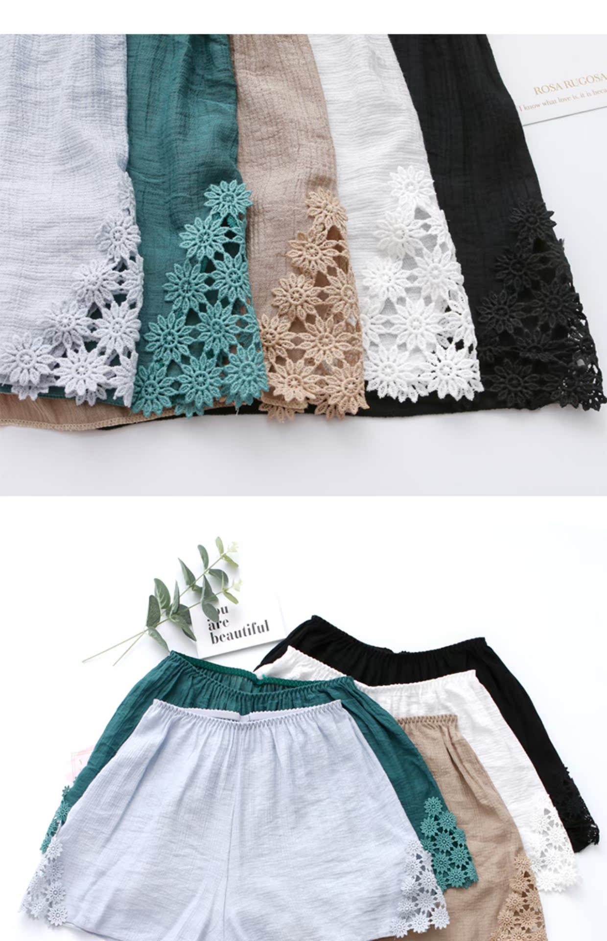 2 quần Mới thoáng khí bằng vải cotton và vải lanh an toàn cho nữ mùa hè lỏng lẻo chống xà cạp ba điểm mặc quần short phần mỏng - Quần short quần jean ngắn nữ
