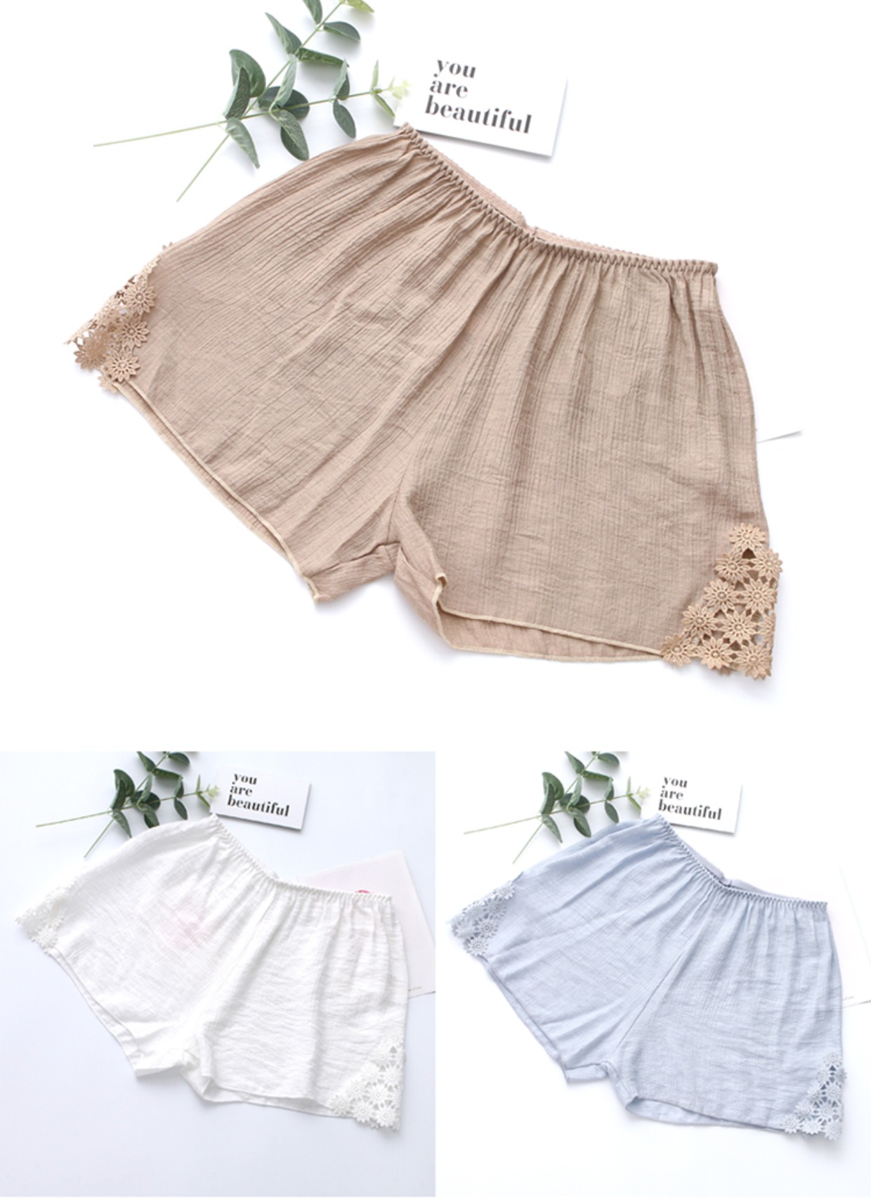 2 quần Mới thoáng khí bằng vải cotton và vải lanh an toàn cho nữ mùa hè lỏng lẻo chống xà cạp ba điểm mặc quần short phần mỏng - Quần short quần jean ngắn nữ