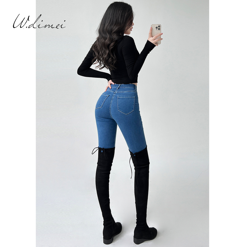 High-Waisted Women's Jeans with Fleece Lining, Slim Fit, Ankle-Length, 2026 Spring and Autumn New Style, Slimming, Stretchy, Pencil Pants High-Waisted Women's Jeans with Fleece Lining, Slim Fit, Ankle-Length, 2026 Spring and Autumn New Style, Slimming, Stretchy, Pencil Pants