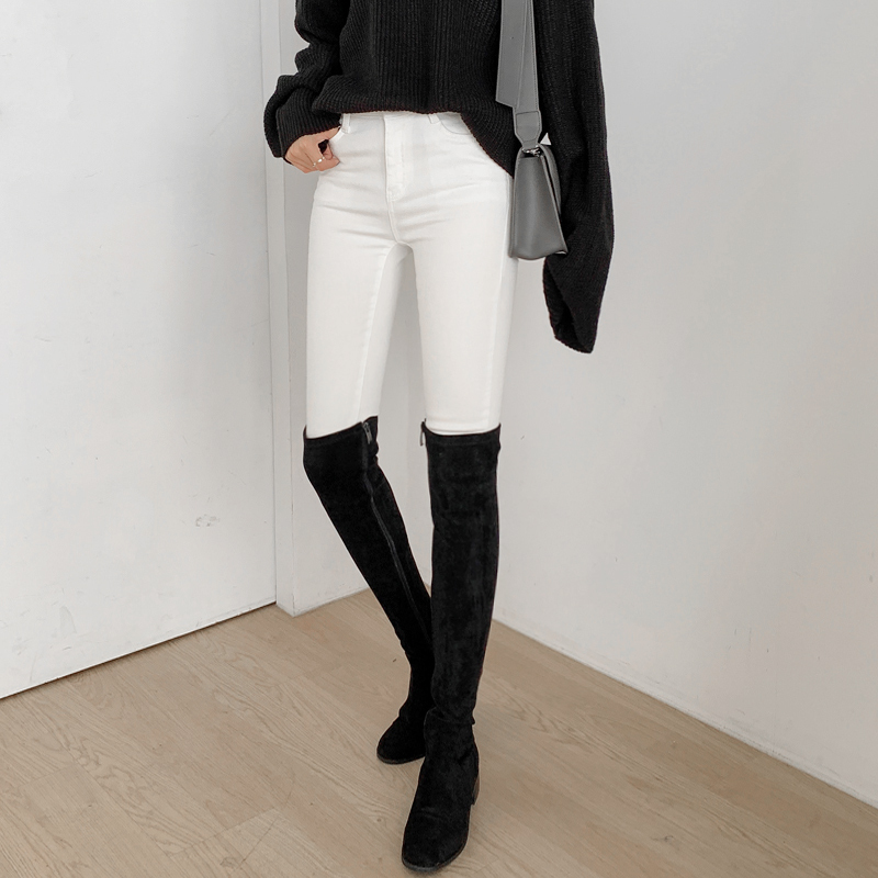 High-End White Jeans for Women, Slim Fit, 2026 Spring and Autumn New Style, Tight Pencil Pants, Stretchy Skinny Pants High-End White Jeans for Women, Slim Fit, 2026 Spring and Autumn New Style, Tight Pencil Pants, Stretchy Skinny Pants