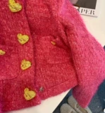 Красная демисезонная дизайнерская куртка, в стиле Шанель, тренд сезона