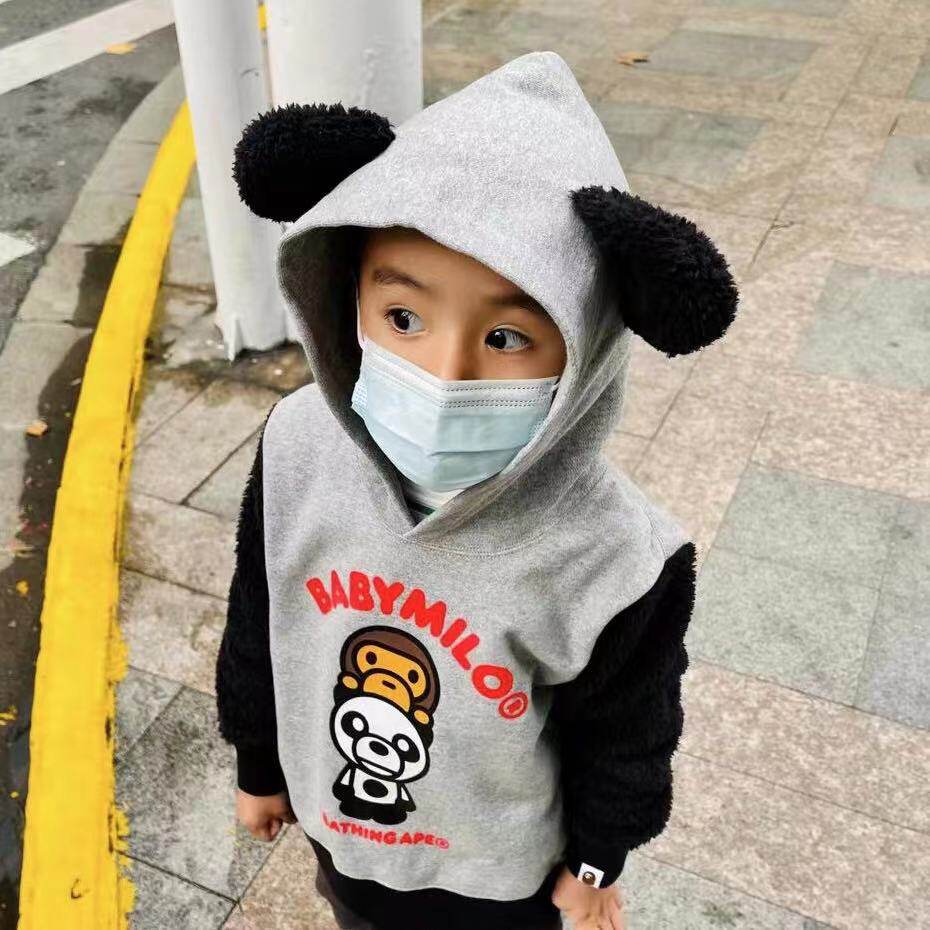 (Special Price Domestic Spot) Snow State Jam Bape Boy Dress Panda Thin Fleece Jacket Head Casual Blouse