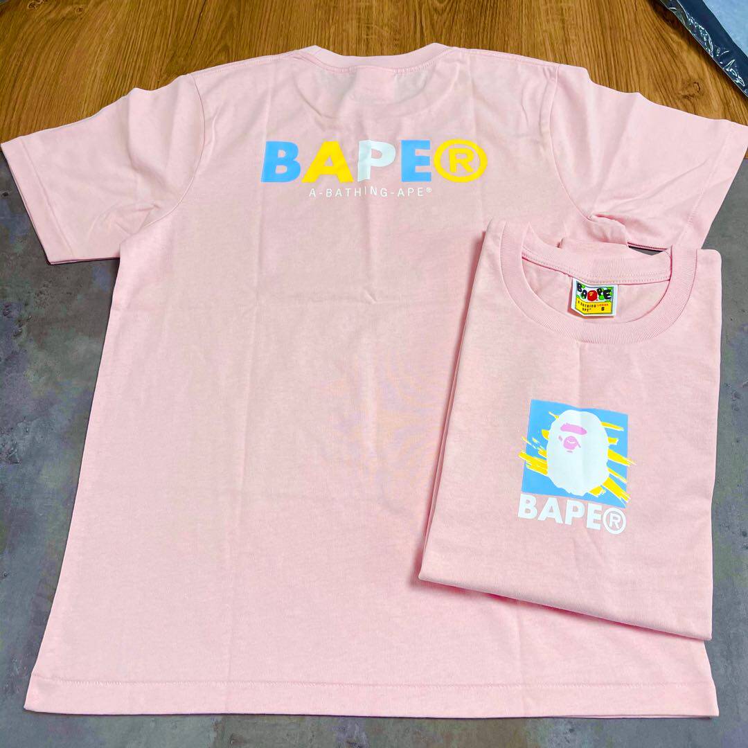 (Domestic spot) Snow country sauce bape women's Ole candy color matching ape man head short-sleeved T-shirt