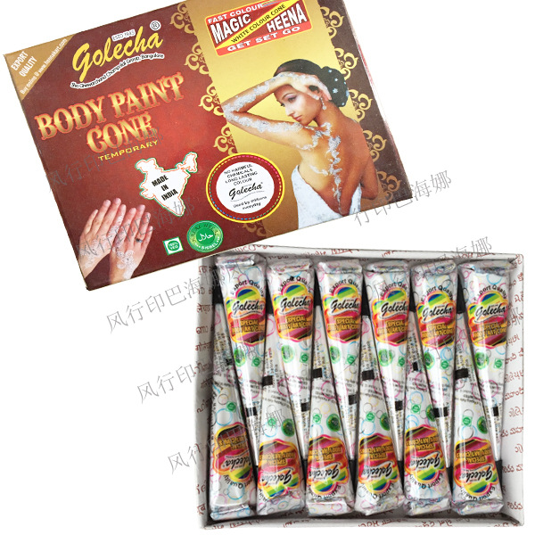 Ấn độ GOLEHCA Trắng Henna Nhà Máy Hannah Kem Bridal Styling Giai Đoạn Trang Điểm Temporary Body Painted Tattoo in hình xăm dán theo yêu cầu