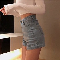 High waist dash Hole Jeans Shorts Female sensation Hot girl Lean Summer Broadleg 100 Hitch Slim Slim Slim Straight Drum Hot Pants Tide