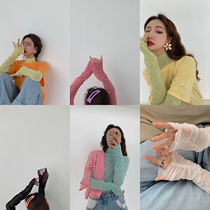 Candy Color Mesh Yarn Perspective Sexy Pure Desire Hyper-fire Cec Short Sleeve Heart Machine T-Shirt Woman with a small crowd design feeling blouse retro