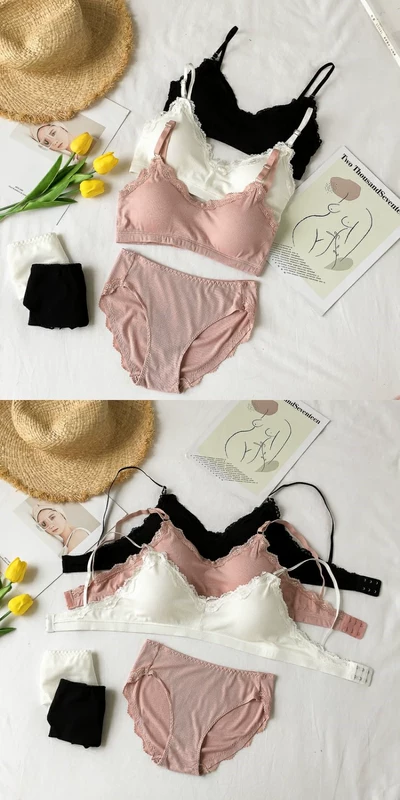 Phiên bản Hàn Quốc của ren bên da cô gái áo ngực ngắn phần bra nữ sinh viên áo sơ mi đồ lót tóm tắt hai mảnh phù hợp với