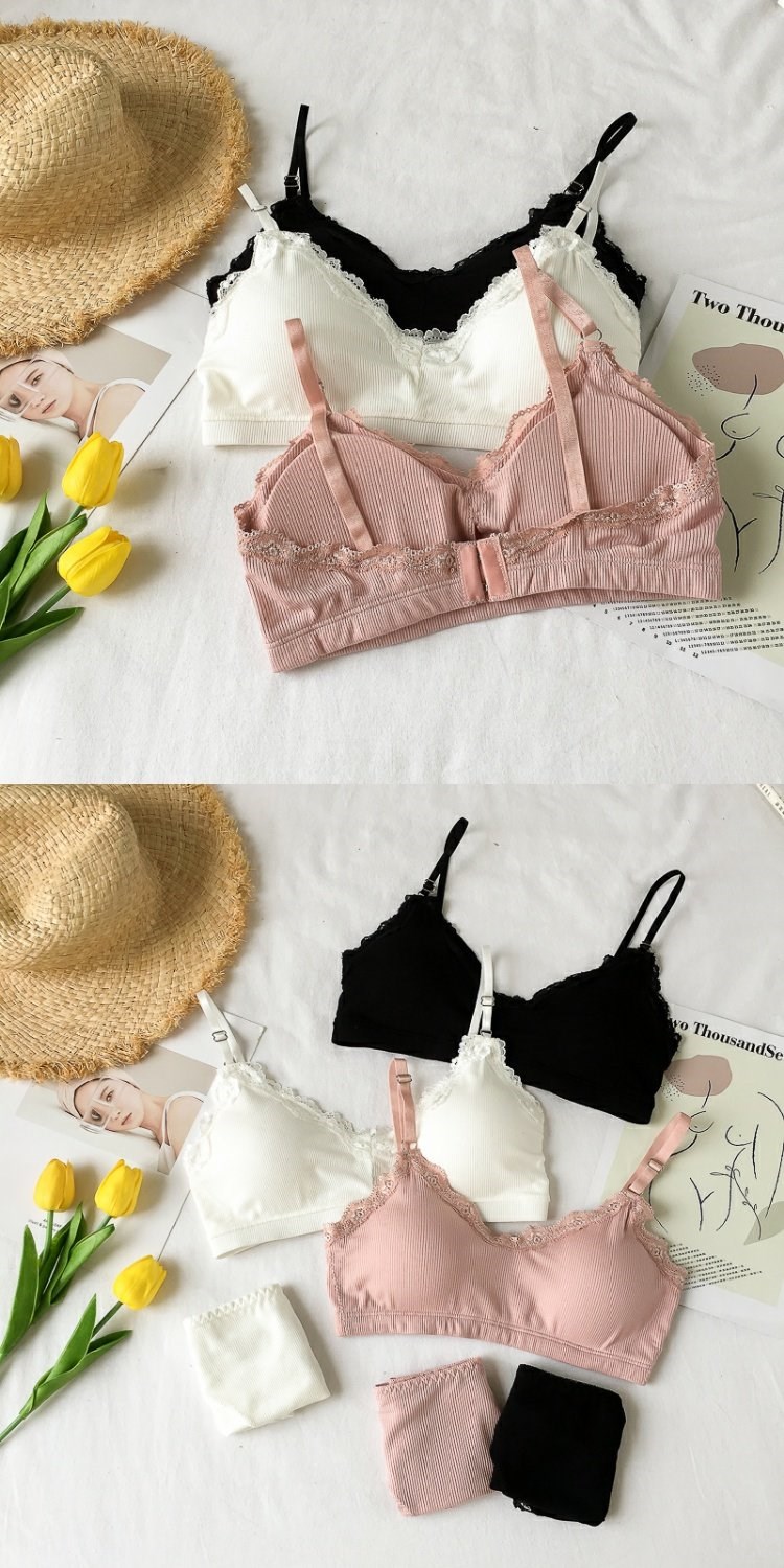 Phiên bản Hàn Quốc của ren bên da cô gái áo ngực ngắn phần bra nữ sinh viên áo sơ mi đồ lót tóm tắt hai mảnh phù hợp với áo ngực đẹp