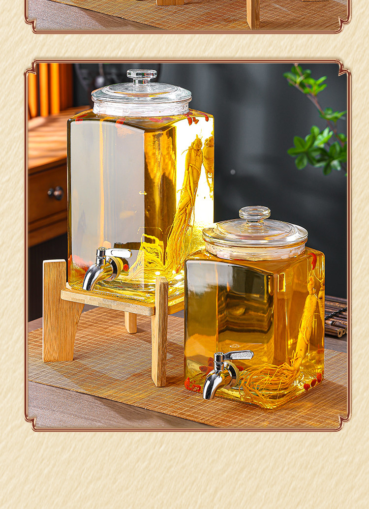 Пузырь бутылки 泡酒玻璃瓶带龙头高档密封大容量人参鹿茸养生专用酒桶酒坛酒罐子