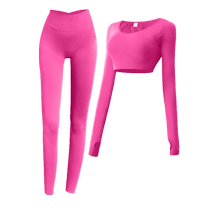 Sportswear suit woman with chest cushion yoga blouse with long sleeve running training High waist lifting hip close-up body Fitness pants