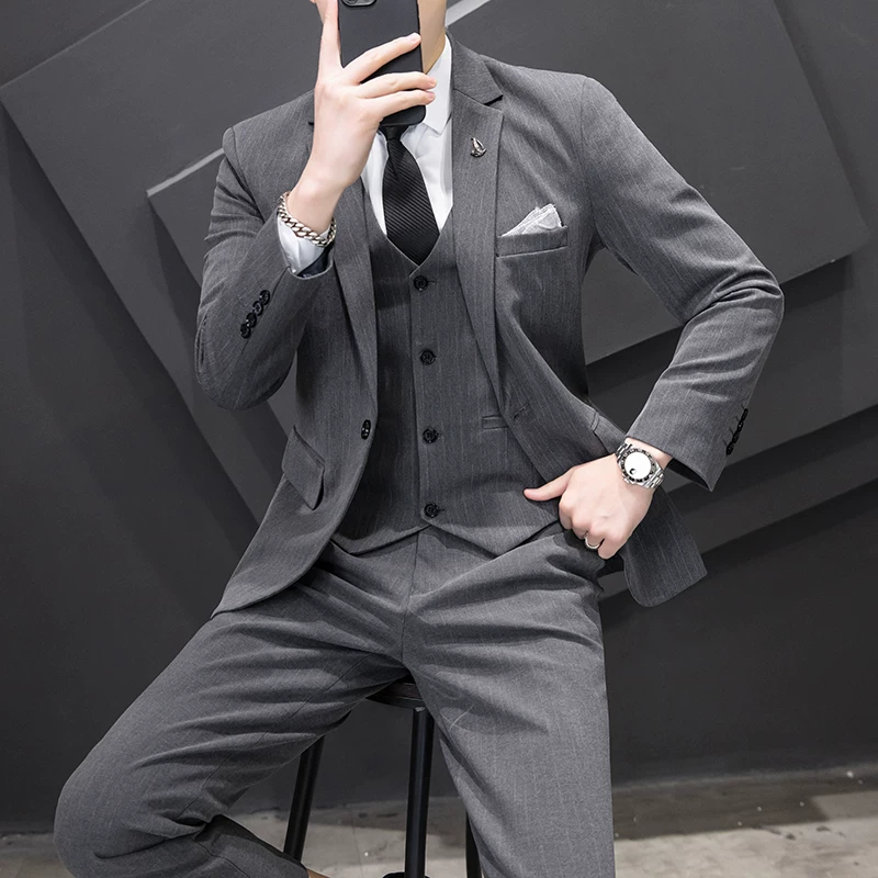 Мужской комплект, свадебное платье, классический костюм-жакет,Slim fit, корейский стиль