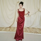 Красное модное ципао, платье, китайский стиль, по фигуре