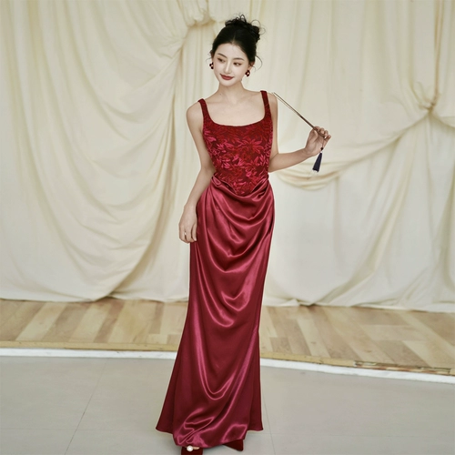 Красное модное ципао, платье, китайский стиль, по фигуре